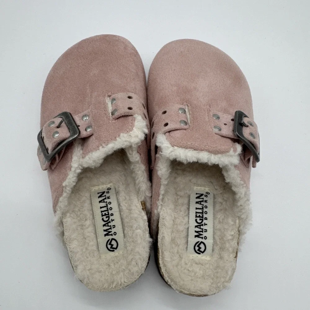 Magellan Girls Pink Suede Buckle Fashion Clogs 11D Worn Once